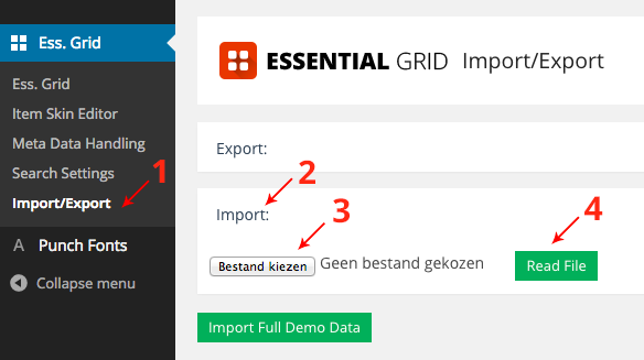 Essential Grid Demo Import